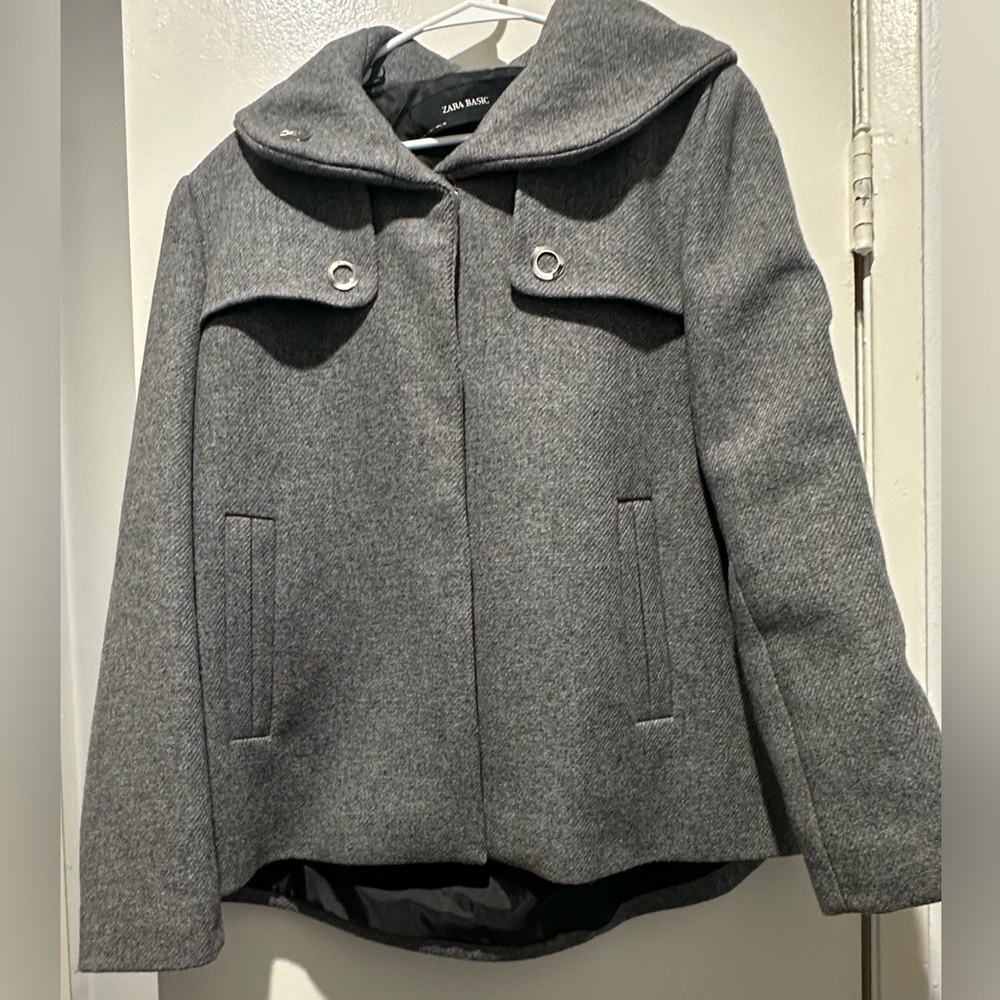 Zara Gray Wool Blend Coat